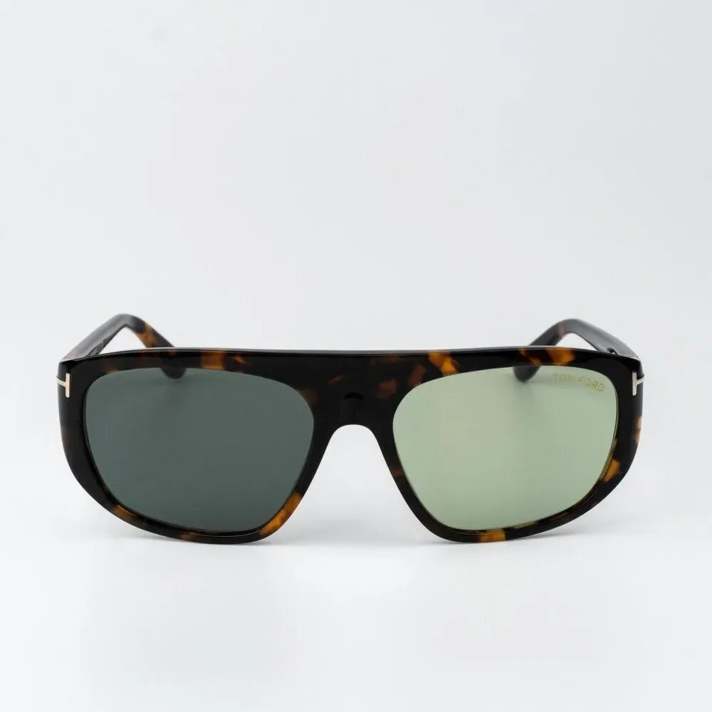 Tom Ford EDWARD-02 Men Sunglasses Havana Green Photochromic Aviator FT1002/S 52N